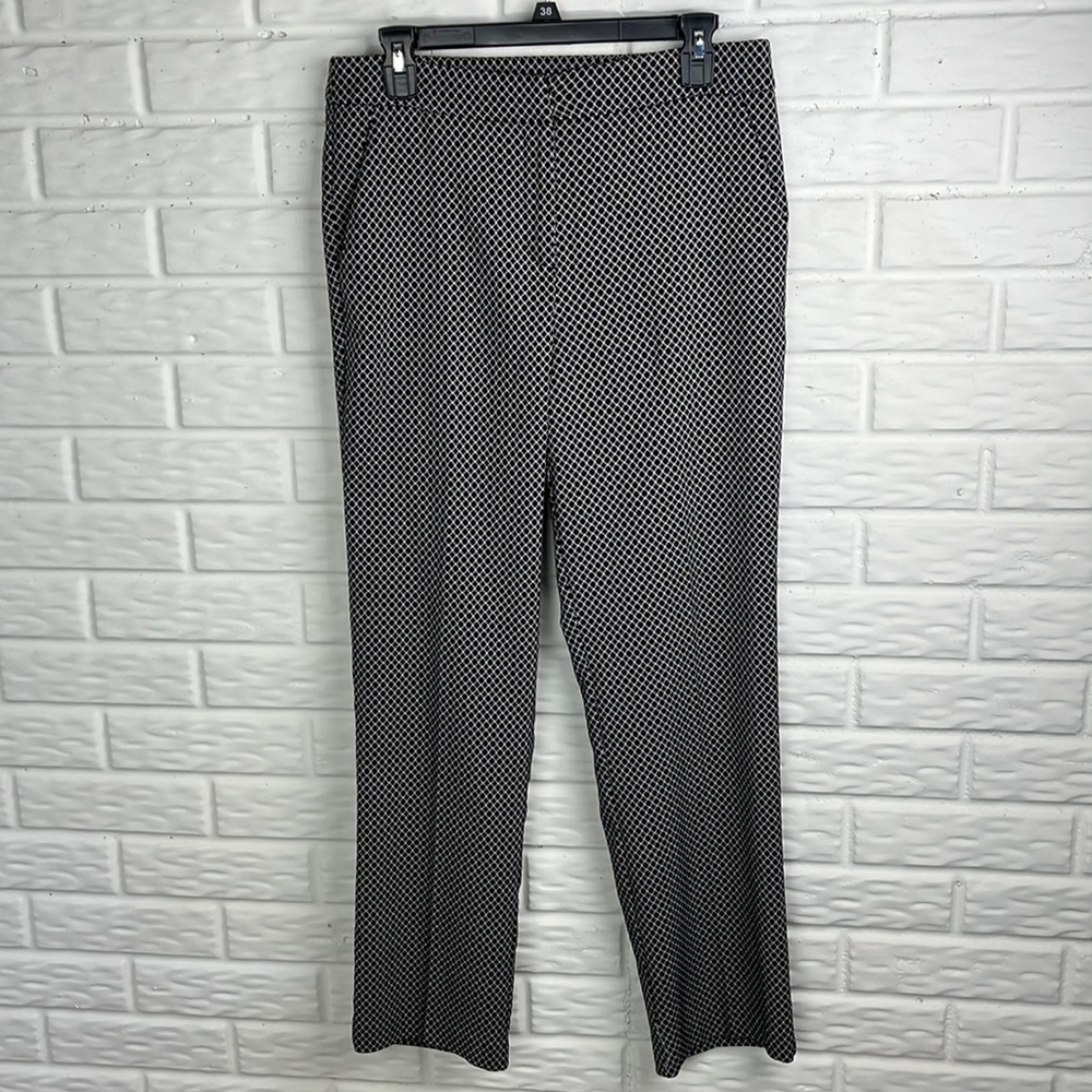 EMMA & OLIVIA CASUAL DRESS PANT Black White Geometric Size 8